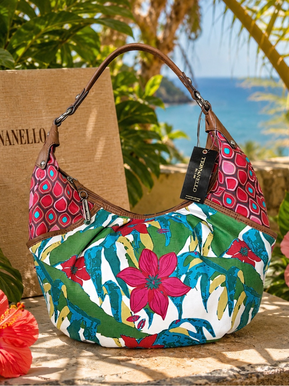 Tignanello Vibrant Floral Hobo Bag
